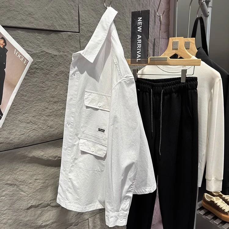 96件高货!纯属福利!25年早春!水洗棉男士工装宽松外套衬衫5022