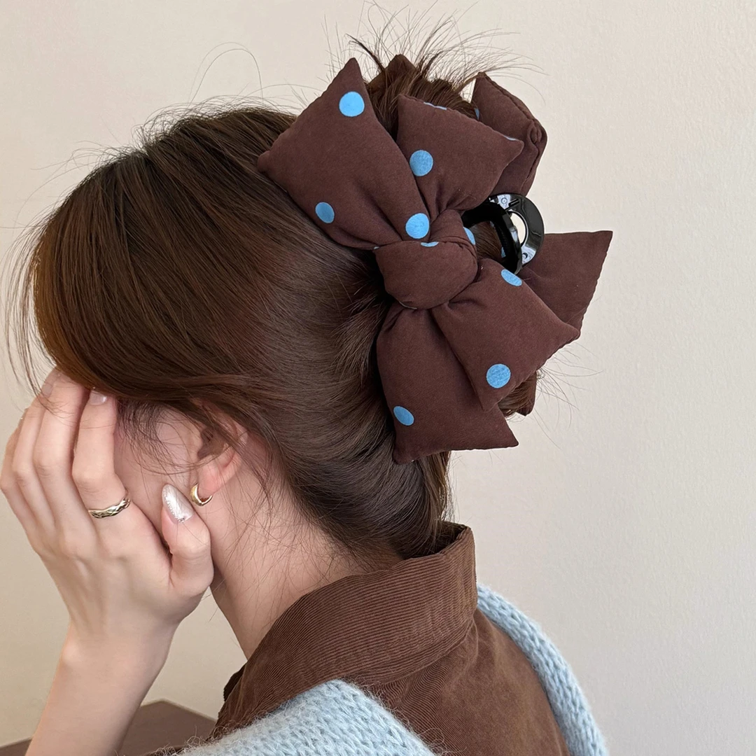 韩系气质充棉蝴蝶结大号发夹女2025新款高端抓夹后脑勺鲨鱼夹头饰