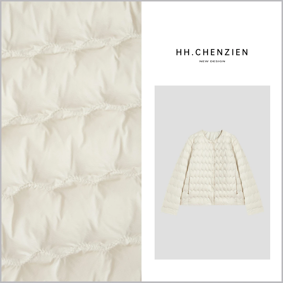 【黑黑家】春季新款波浪纹压纹设计时尚羽绒外套