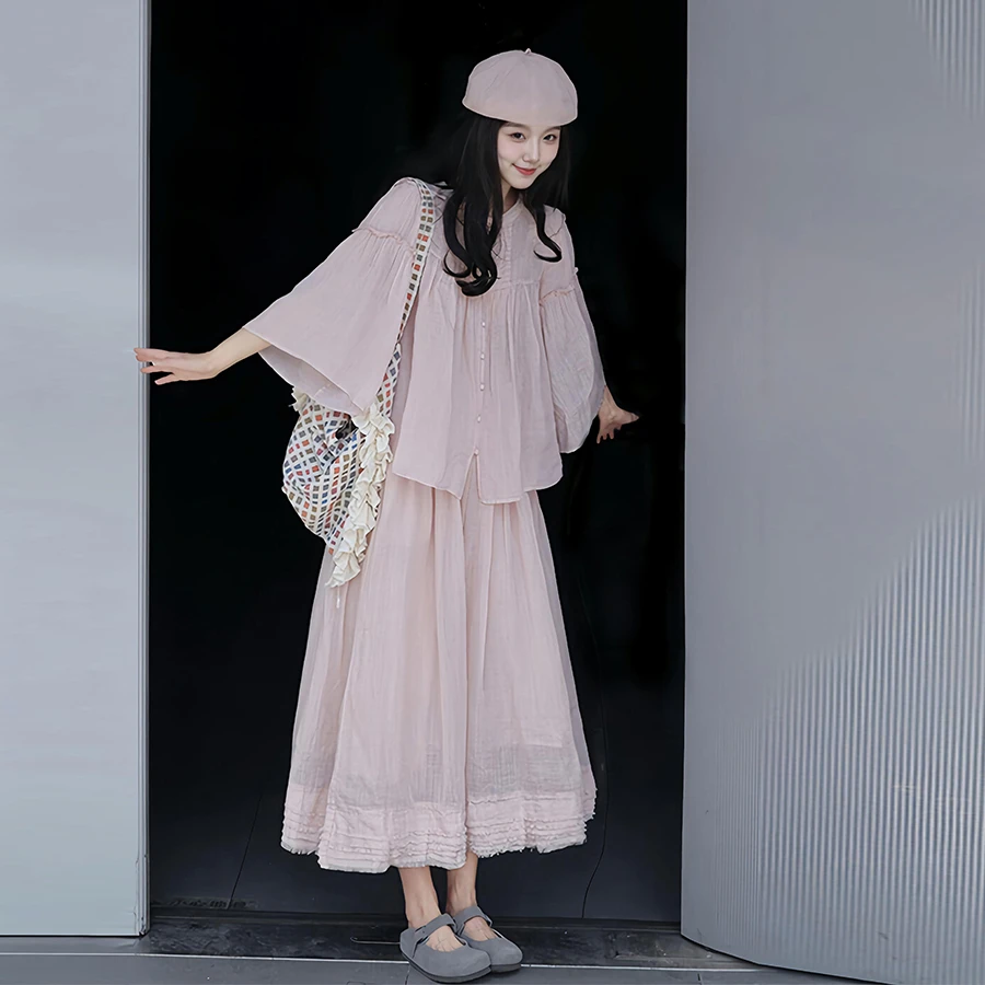 小香学院风粉色衬衫连衣裙子女2025新款小个子穿搭一整套两件套装