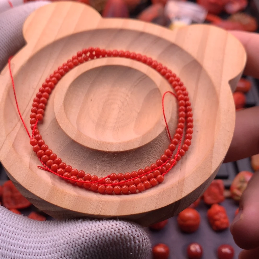 南红玛瑙未镶嵌满色满肉柿子红小米珠2.8mm