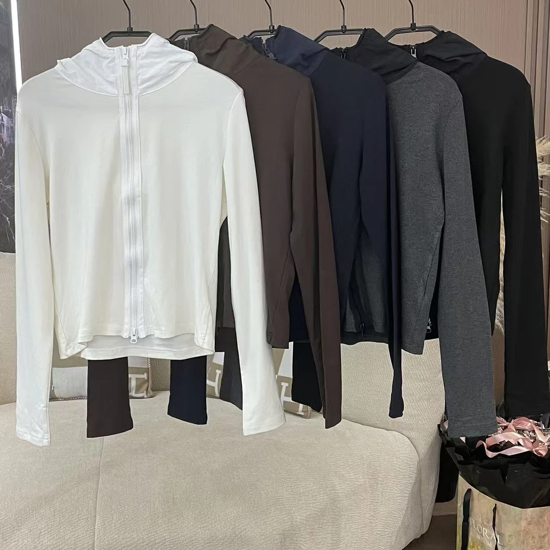 【极简女孩】2025秋季新款极简风小众修身显瘦双拉链连帽外套