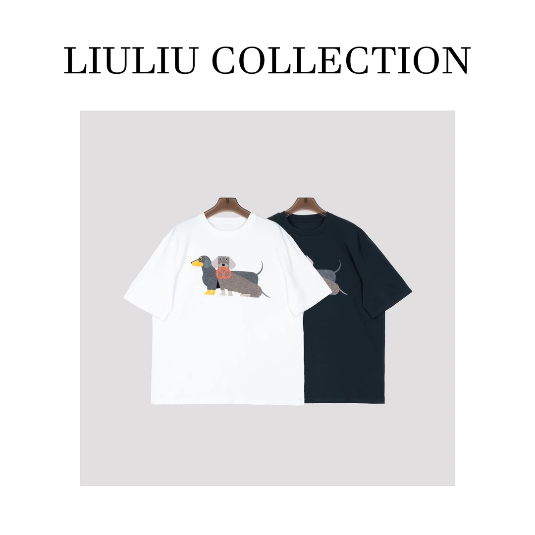 【快乐小狗】设计师款圆领短袖可爱卡通宽松大版T恤女F64