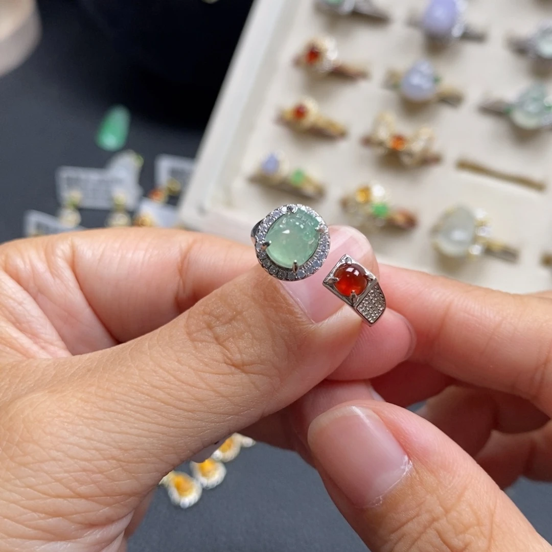 翡翠银S925镶嵌戒指