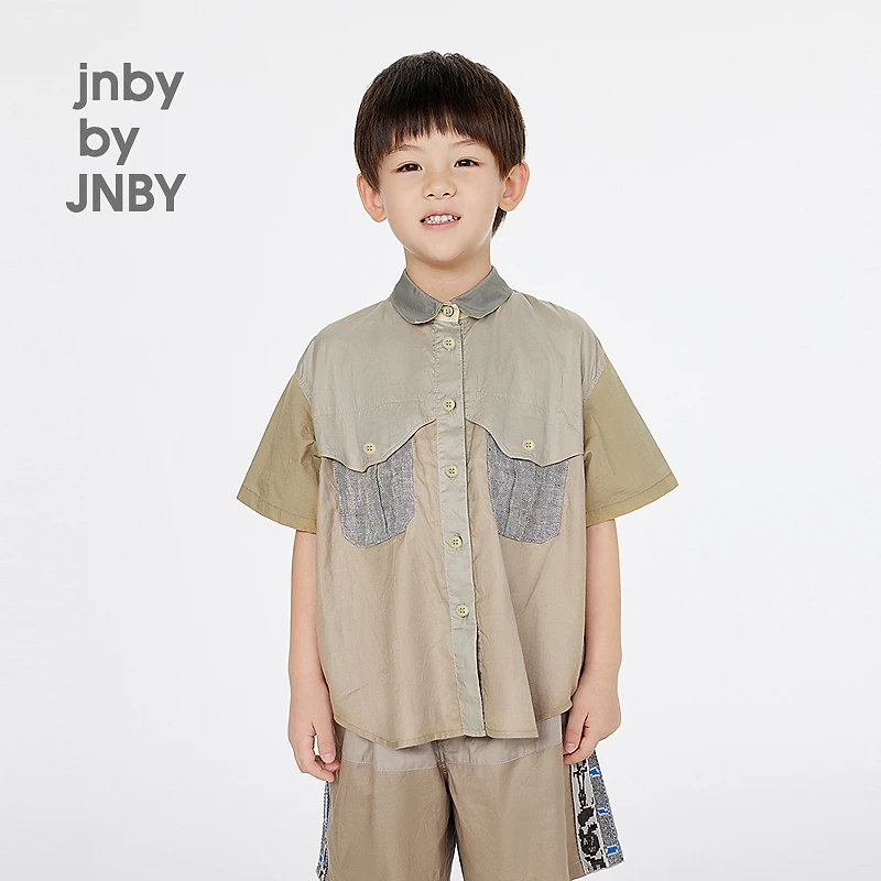 新款江南布衣童装短袖衬衣棉质A型25夏男女童1P5210410