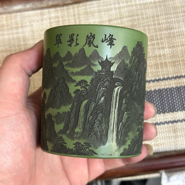 宜兴精品翠影岚峰紫砂杯,容量170cc泥料民国绿 茶具紫砂杯