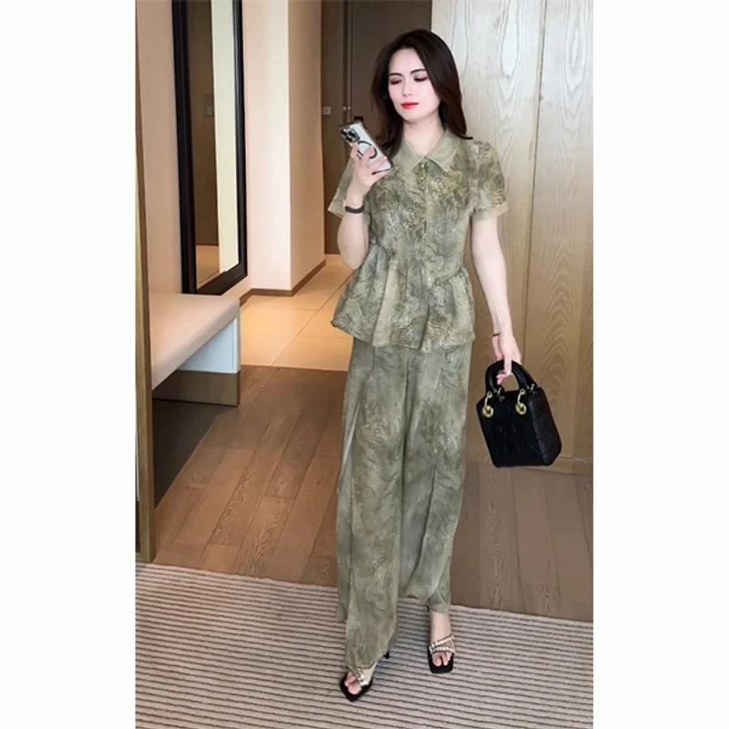 夏季短袖新款穿搭洋气休闲时尚气质两件不挑人减龄套装168