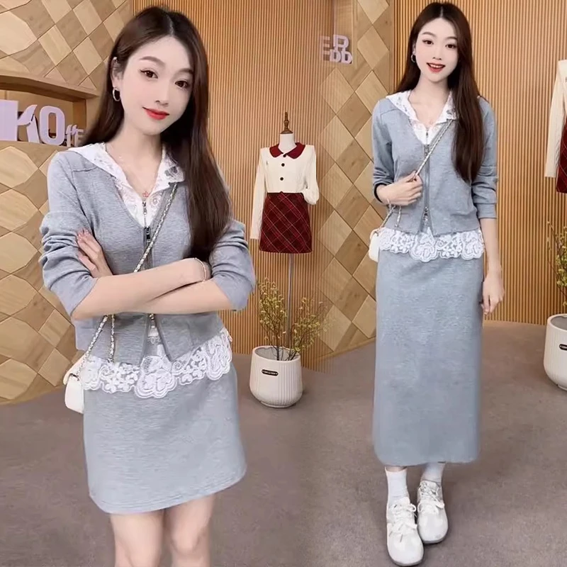 春新款法式显瘦少女风时尚套装春游减龄百搭上衣休闲小个子套装
