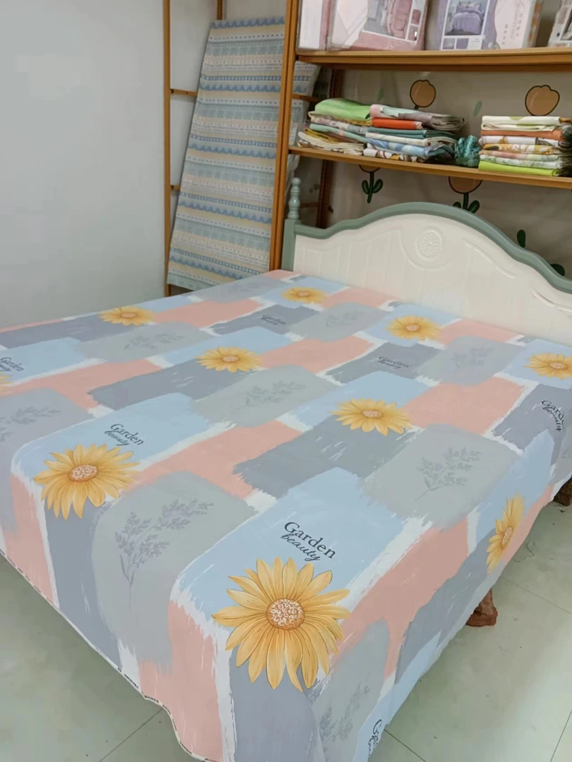 多尺寸 床单 枕套 三件套  四季加厚加密山东老粗布（太阳花)ab
