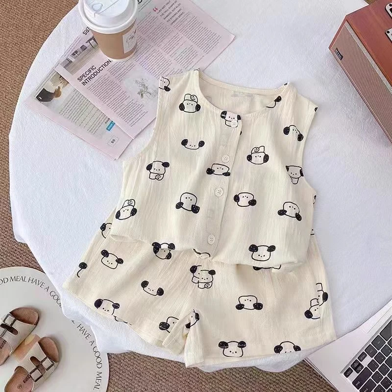 【棉麻套装】男薄款韩版休闲风笑脸通用套装夏款休闲夏季时尚百搭