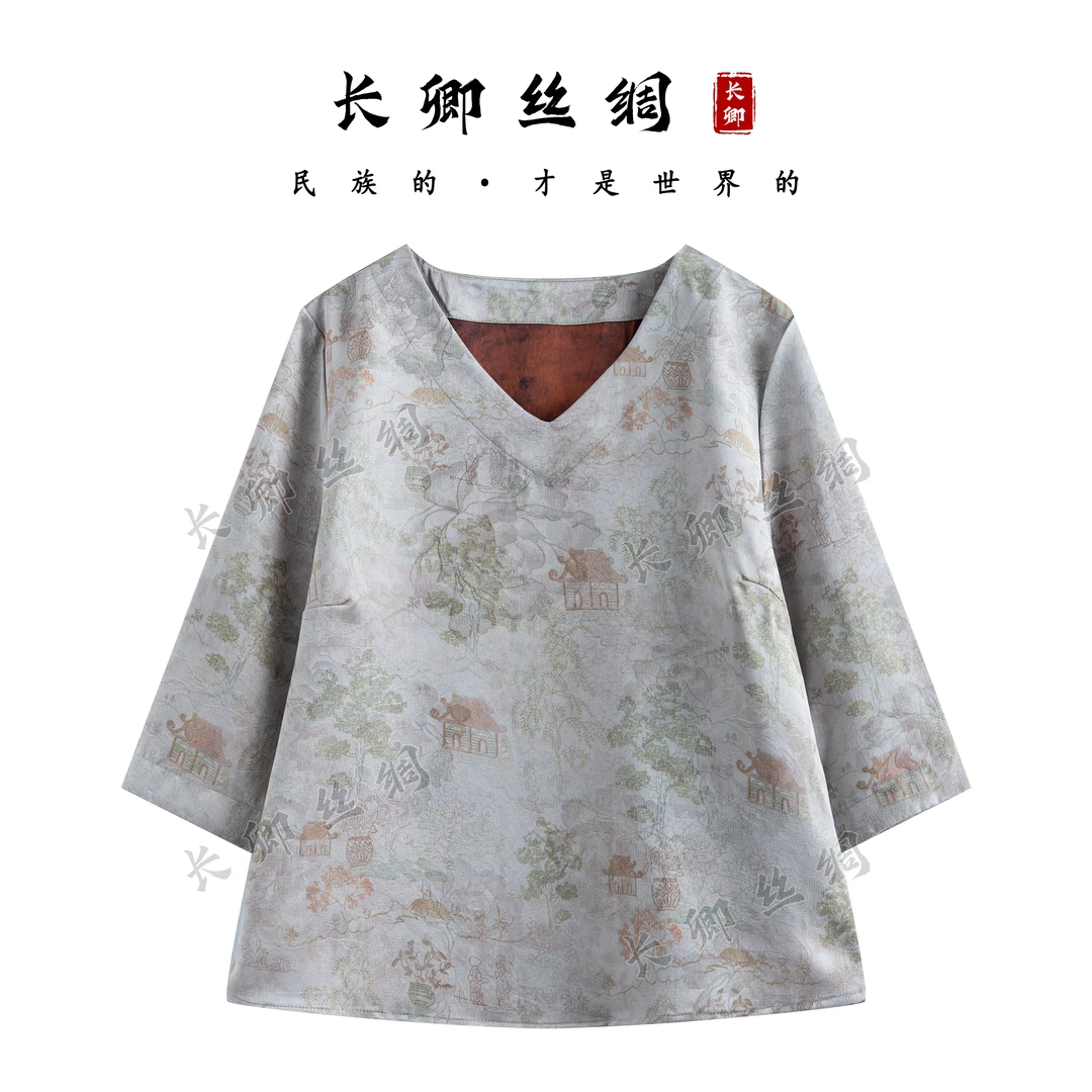 【长卿】楼阁丨新中式国风五分袖上衣D594