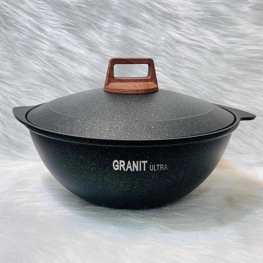 GRANIT抓饭锅Kukmara带盖双耳不粘锅加厚炖锅铝合金不粘锅