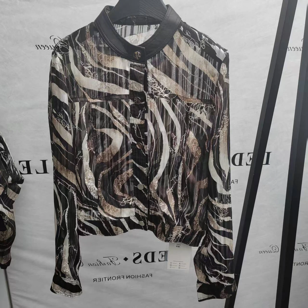 LEDS 3093夏季常规款薄款立领时尚休闲设计师开衫短外套