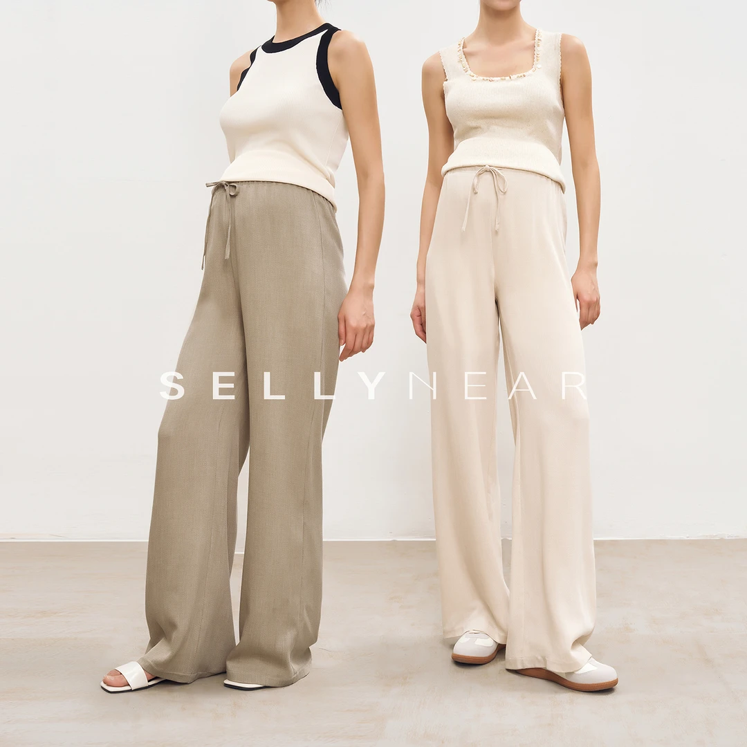SELLYNEAR孕妇阔腿裤夏季薄款时尚宽松轻薄羊毛天丝老钱风空气裤