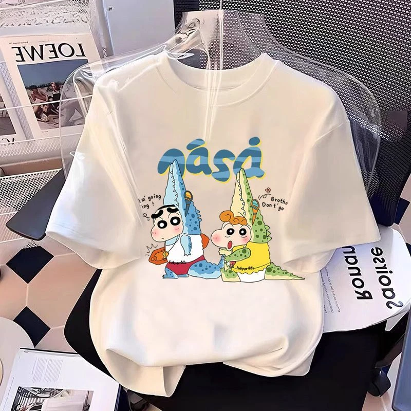 中大女童可爱短袖夏季新款纯棉蜡笔小新卡通洋气T恤宽松时髦上衣