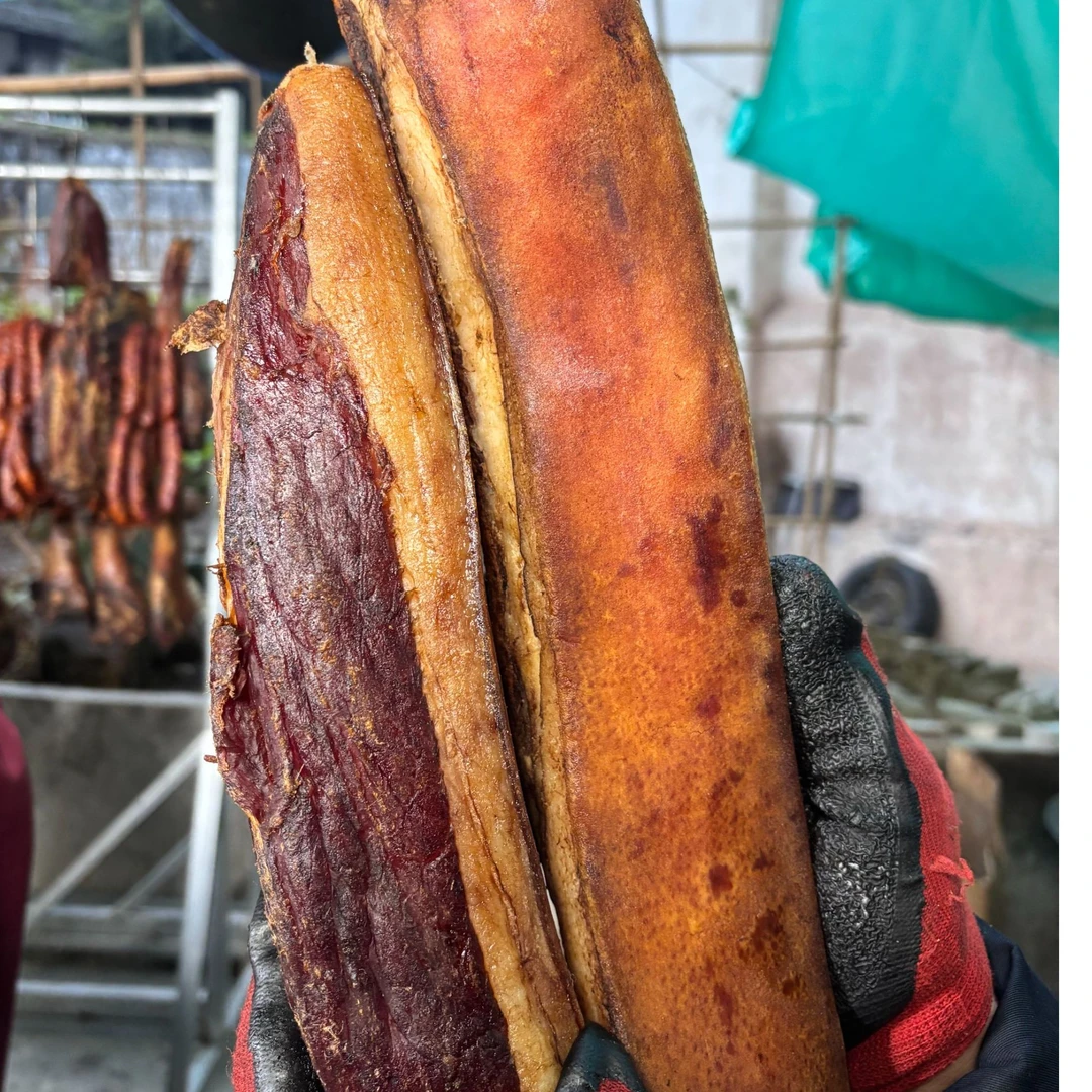 L【烟熏腊肉】现场称重 整个 烟熏腊肉