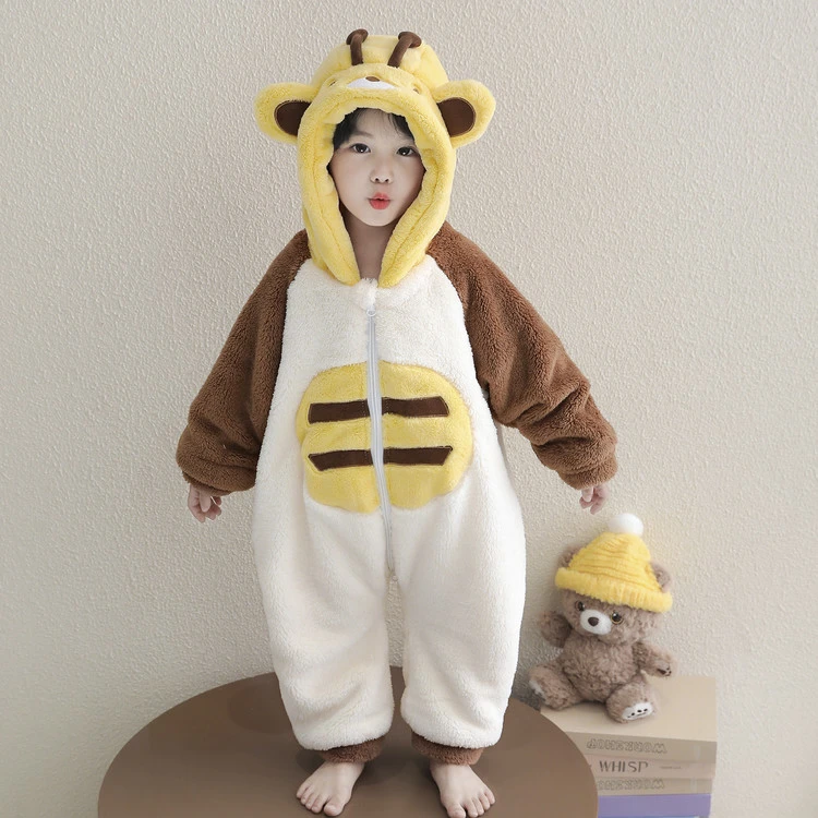 宝宝连体睡衣秋冬季法兰绒加厚一两岁多婴儿童连身睡袋男童防踢被