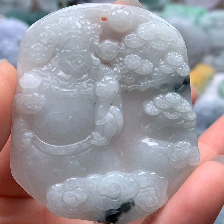 翡翠未镶嵌颈饰山水财神爷福利