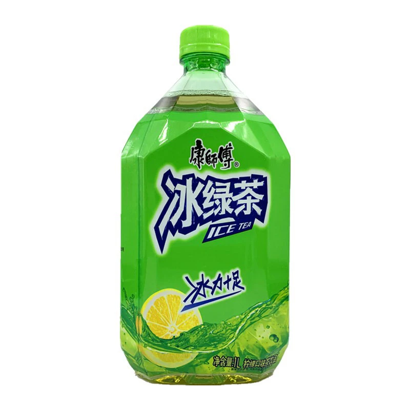 康师傅饮料新品柠檬口味冰绿茶1L*15瓶冰绿茶康师傅1000ml大瓶装