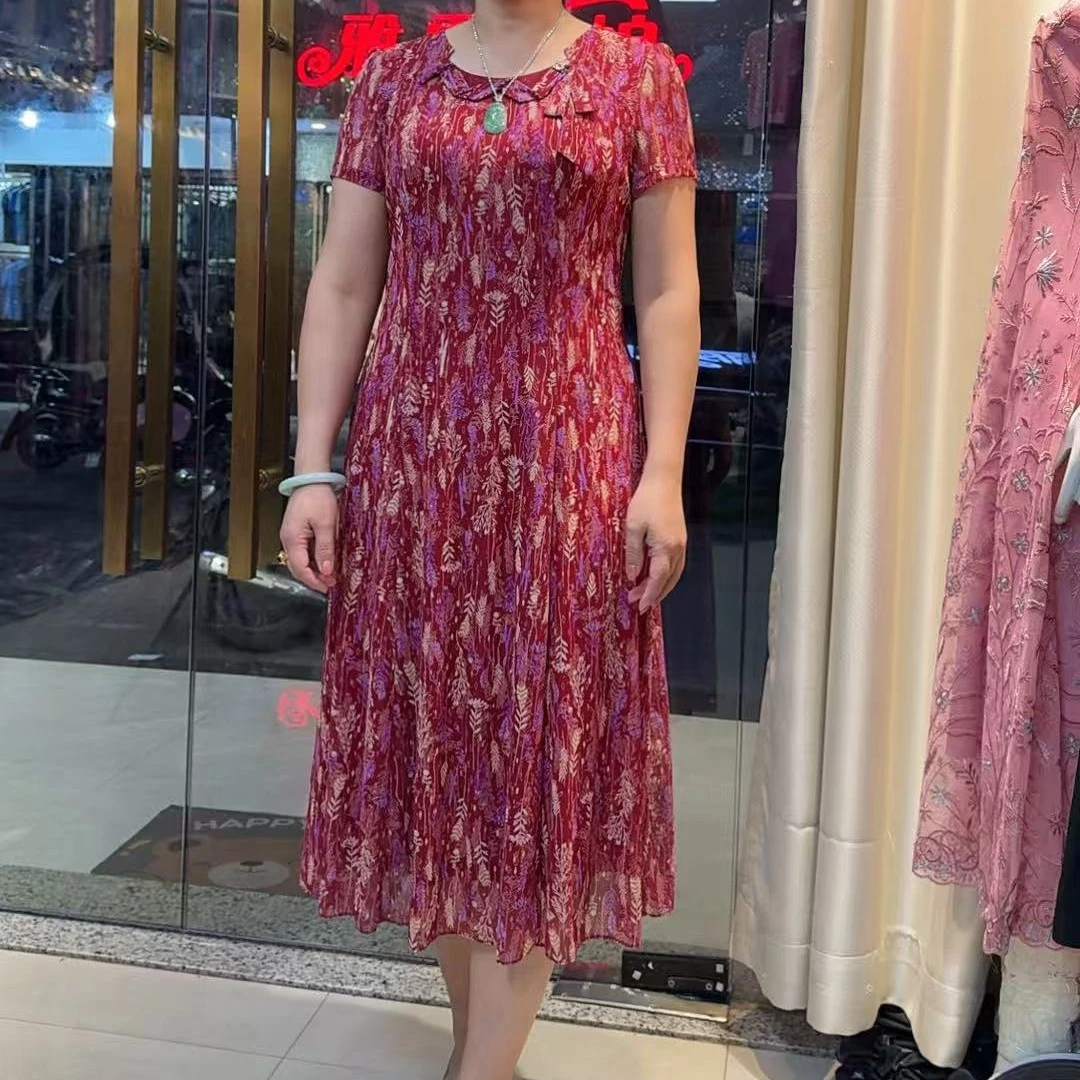 中老年妈妈夏季台湾纱新中式连衣裙洋气高贵气质裙子