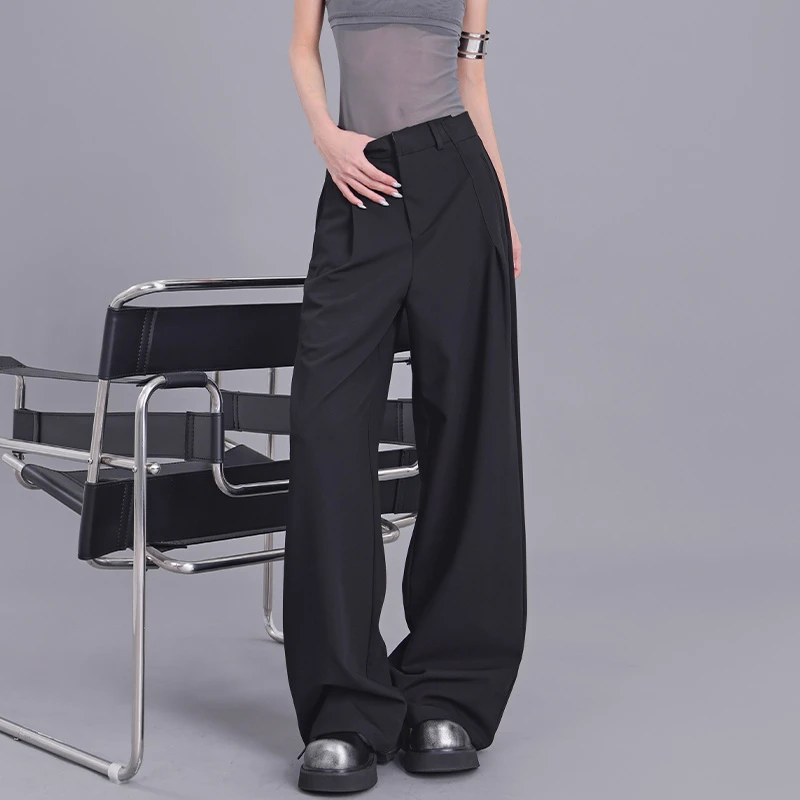 KEN STUDIO原创设计黑色直筒西装裤女休闲宽松显瘦阔腿裤长裤裤子