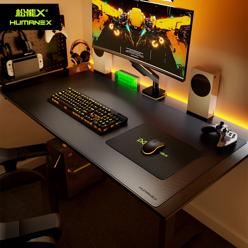 松能X 碳纤维电脑桌垫电竞防油防水超大游戏桌垫碳纤质感双面垫