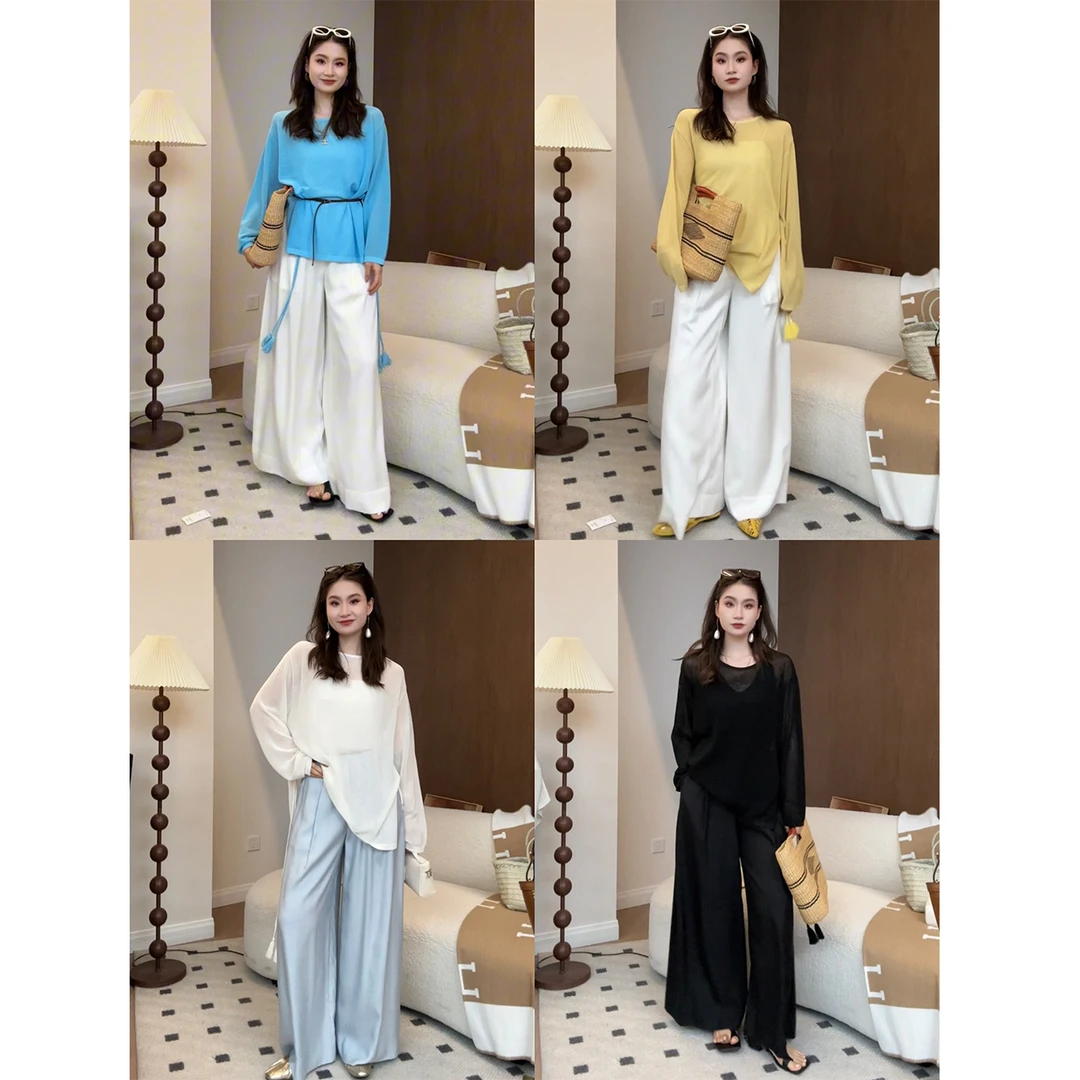 PRASE·噜【流苏】微胖轻奢设计款夏女时尚圆领条纹薄款罩衫PR505B64