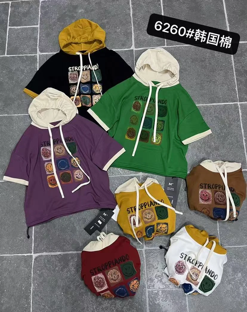 6260休闲百搭韩国棉笑脸短袖