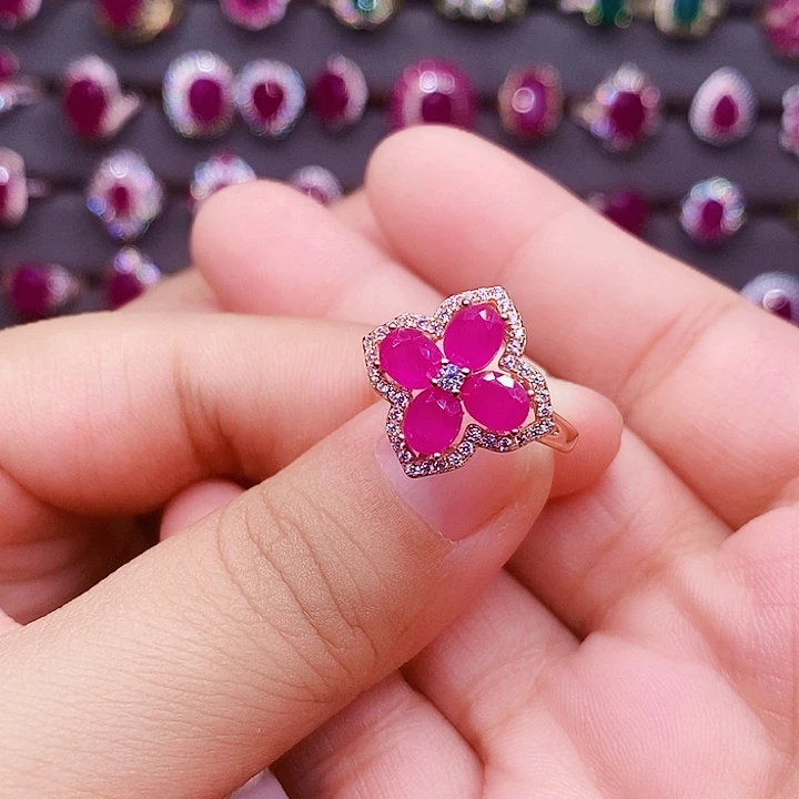 红宝石银S925镶嵌戒指