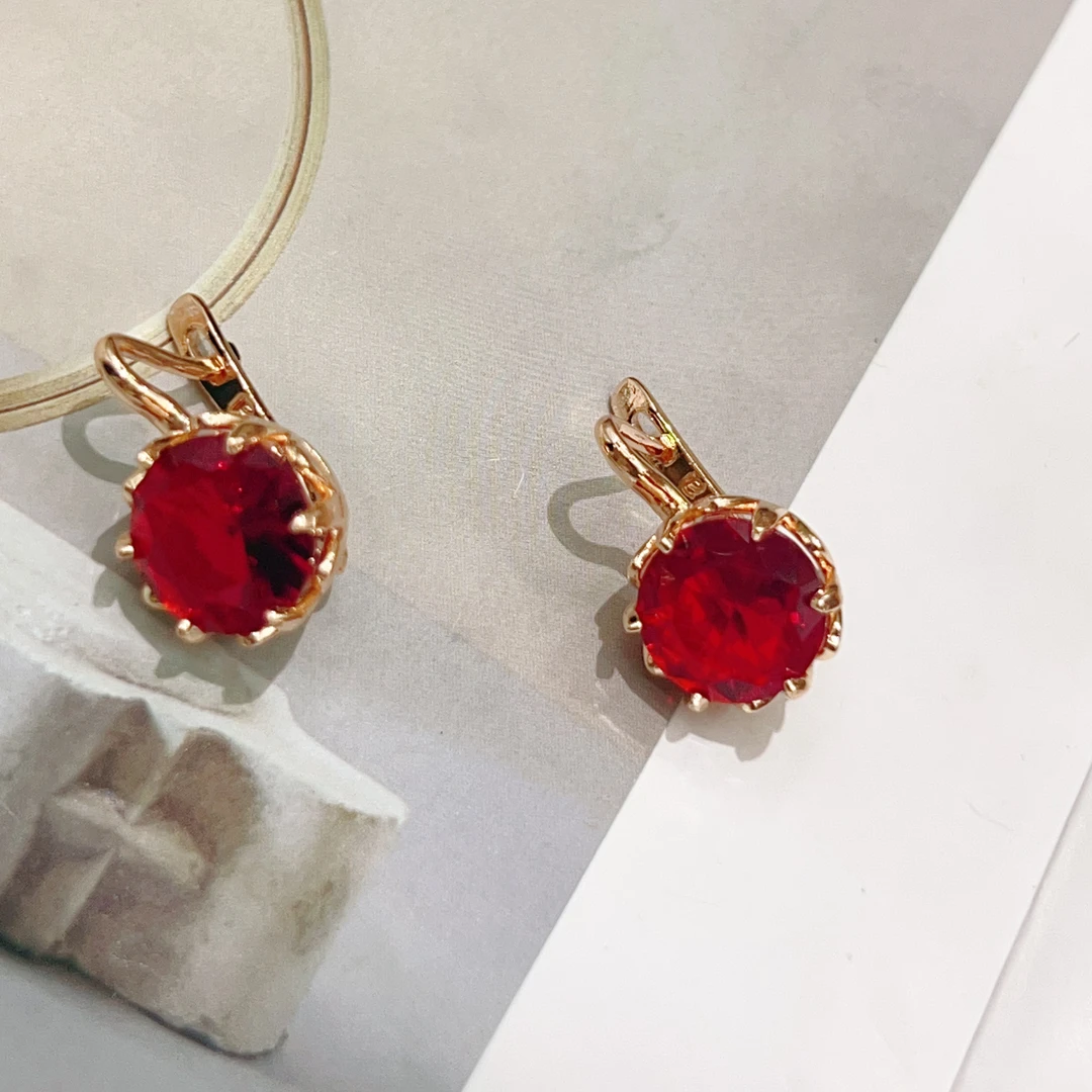 合金玻璃耳饰 红色小众时尚耳环耳扣轻奢妈妈款粉丝福利饰品货款