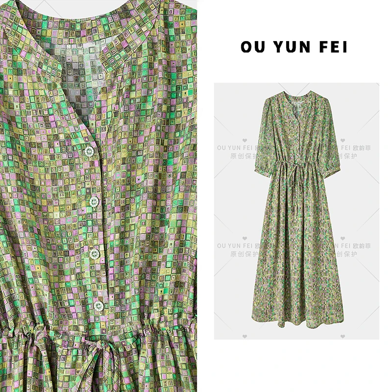 高级感连衣裙女新款夏季显瘦穿搭时尚洋气印花长裙HY2078