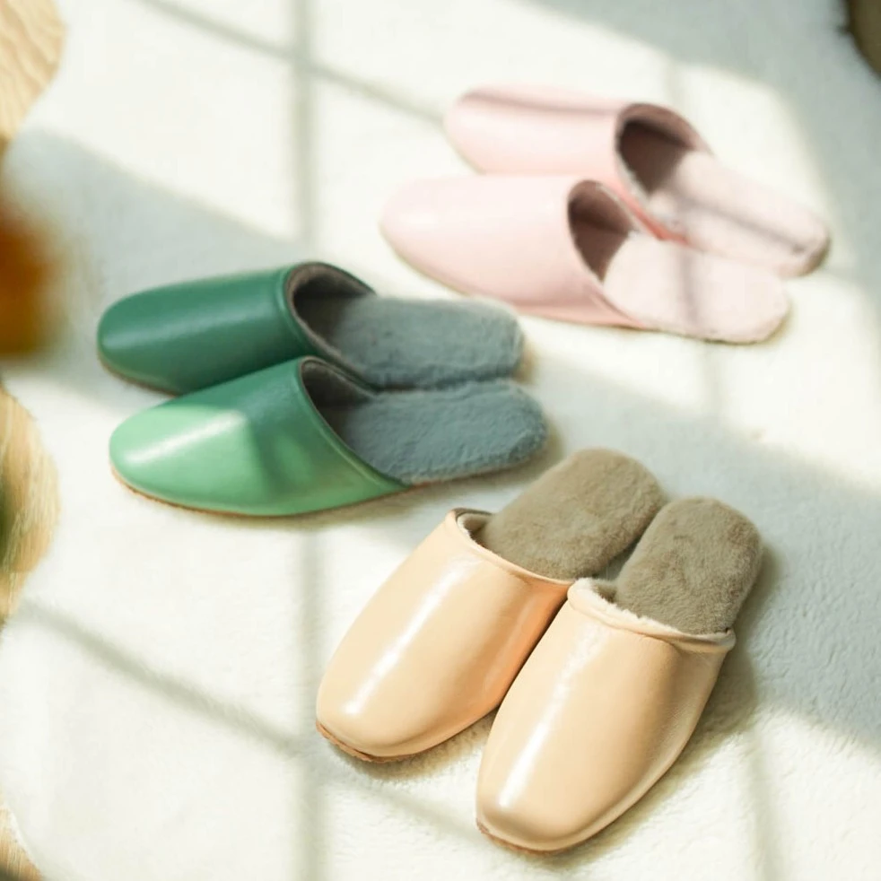 【奇居专属】秋冬季冬款加绒保暖小羊皮毛绒室内防滑拖鞋女士款