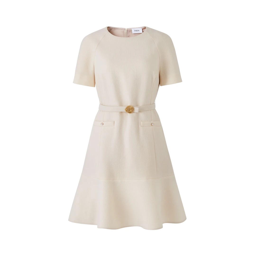 Ports/宝姿优雅小香风百搭圆领连衣裙夏季轻奢长袖短袖针织女士