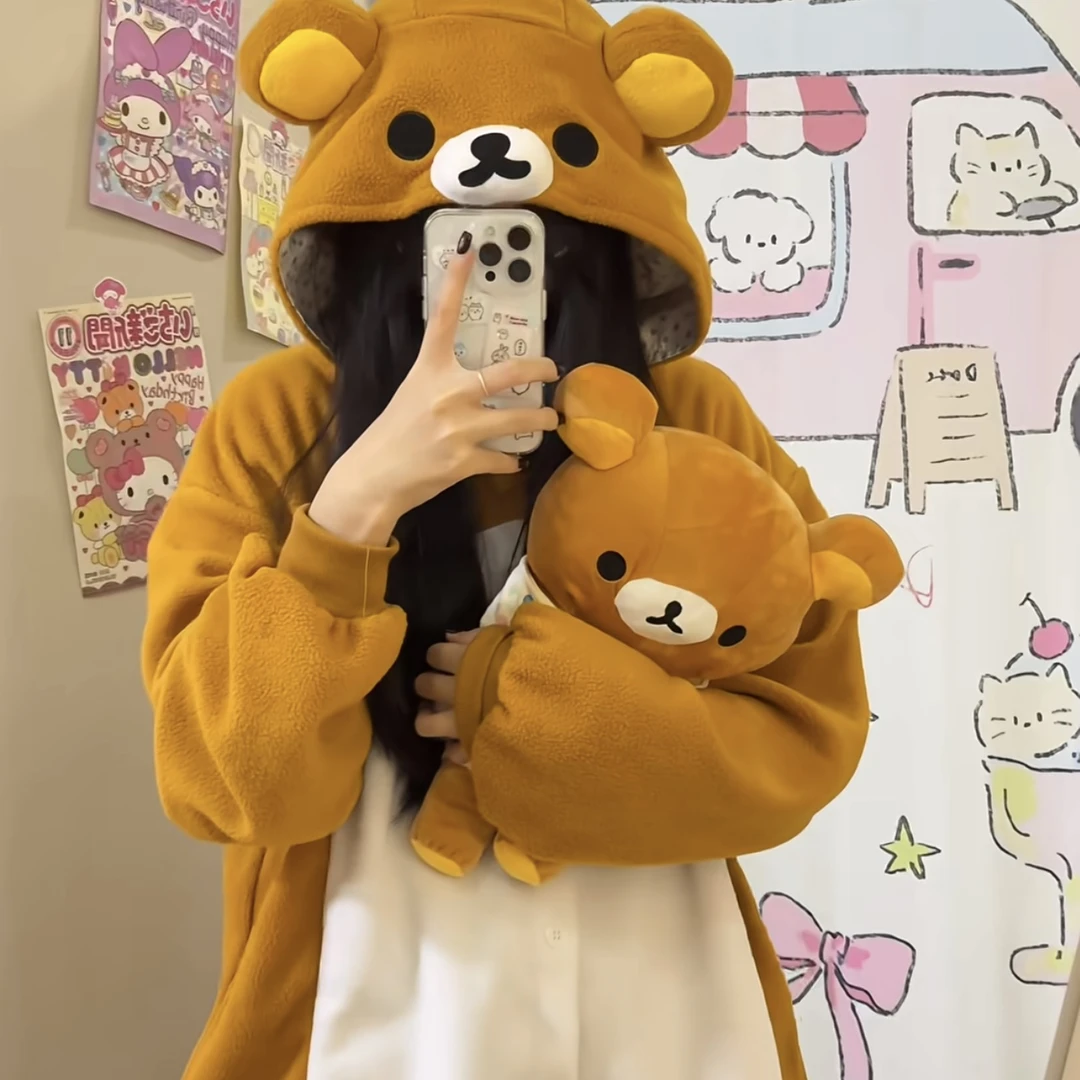 日系轻松熊家居服可爱成人卡通连体睡衣连体睡衣秋冬