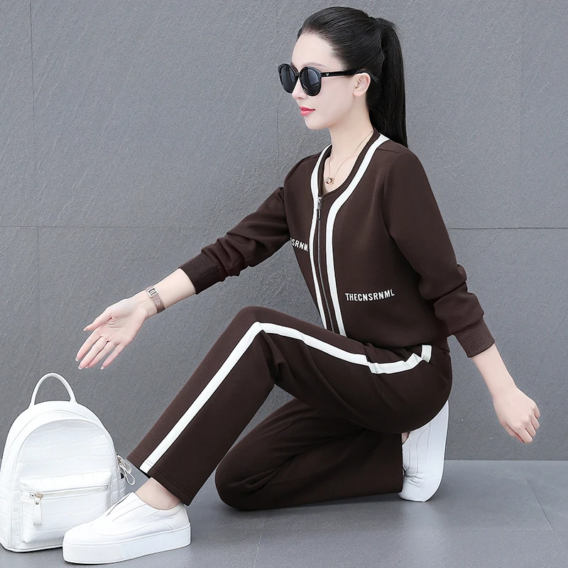 5802休闲运动套装女春秋新款年轻妈妈外套时尚运动服卫衣两件套