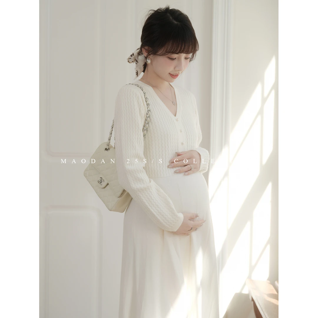 maodan/猫单【白茶恋人】孕妇装2025针织连衣裙时尚春秋装新款长裙.