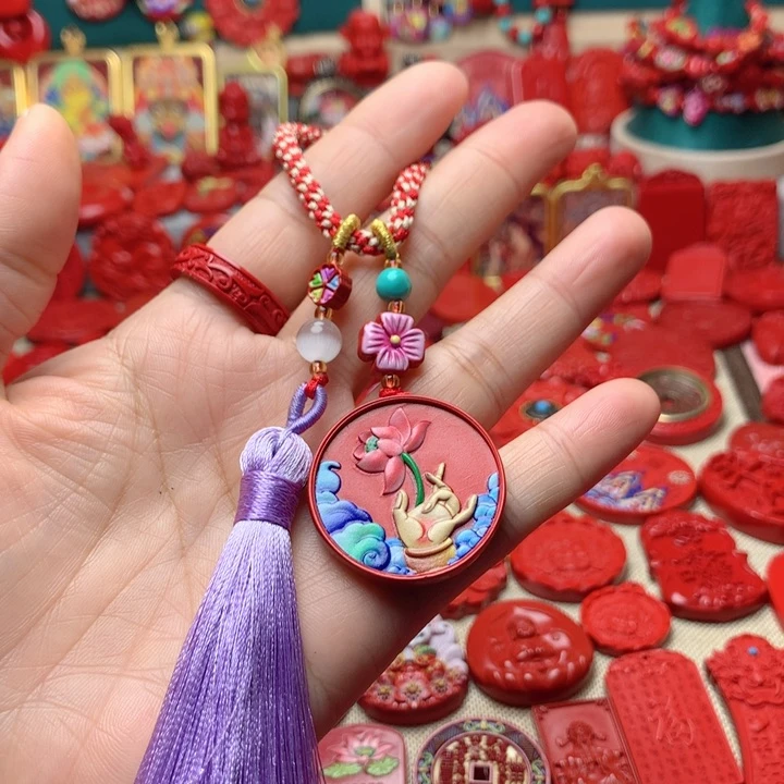 天然辰砂工艺品朱砂包包挂