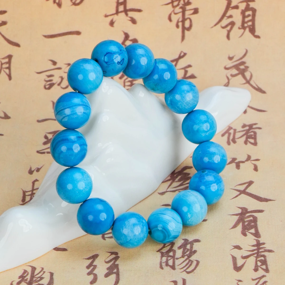 SC-277 天然玛瑙fǎng松石手串 珠径约14mm