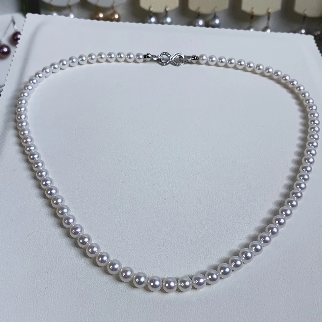 淡水珍珠项链银S925镶嵌5.5mm