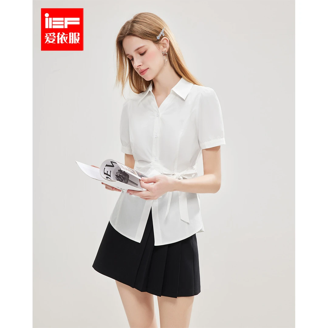 IEF/爱依服2025秋季新款上衣轻熟风纯色气质收腰显瘦衬衫欧若风