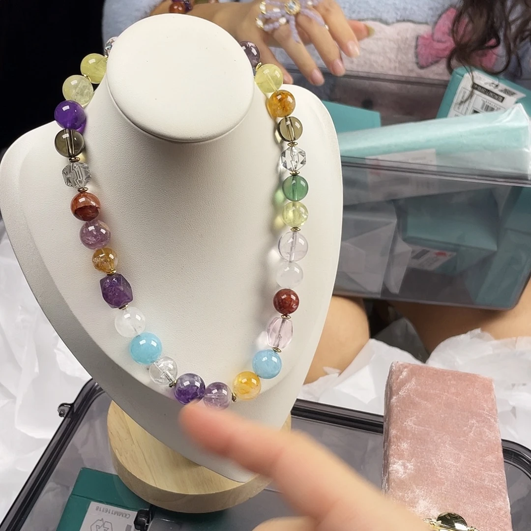 水晶银S925镀金镶嵌手串