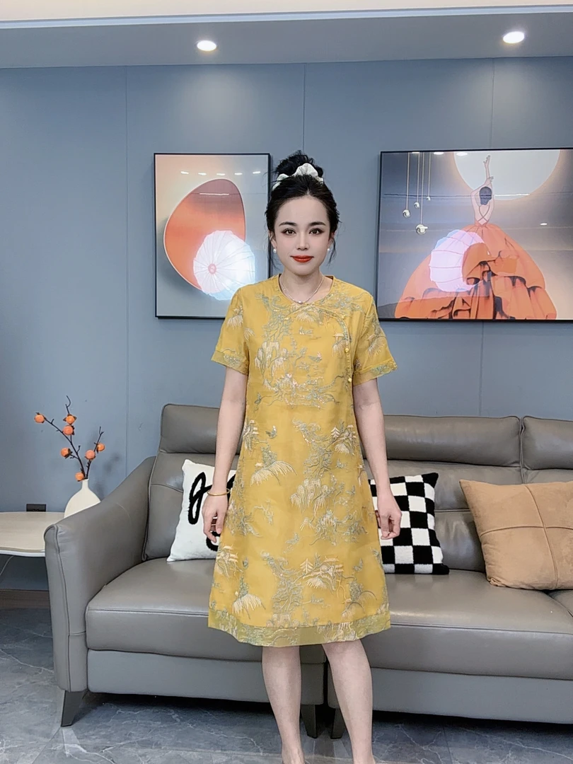 高档连衣裙新中式国风女装裙子2025新款宽松时尚重工气质显瘦939