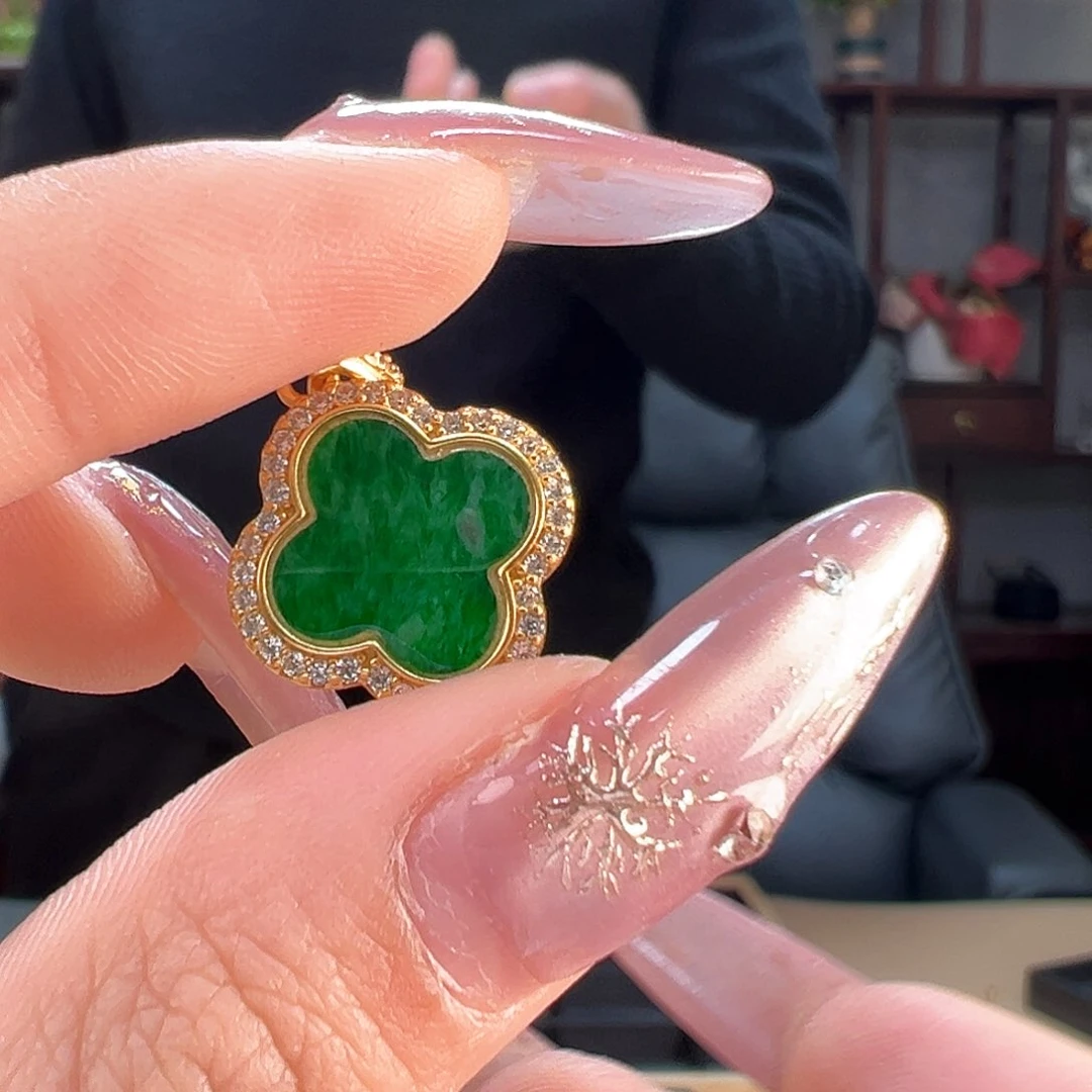 翡翠颈饰银S925镶嵌吊坠66