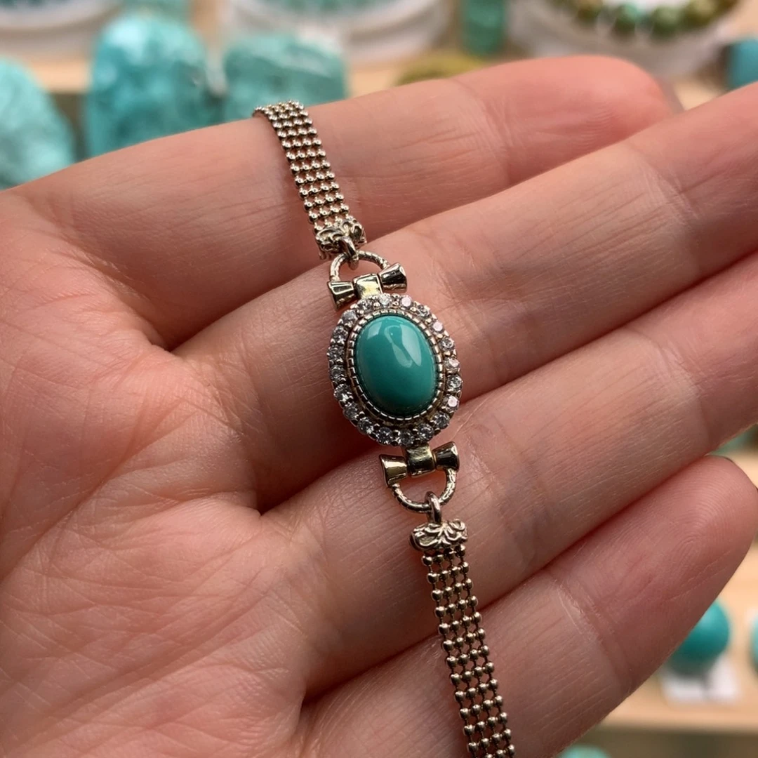 绿松石吊坠银S925镶嵌