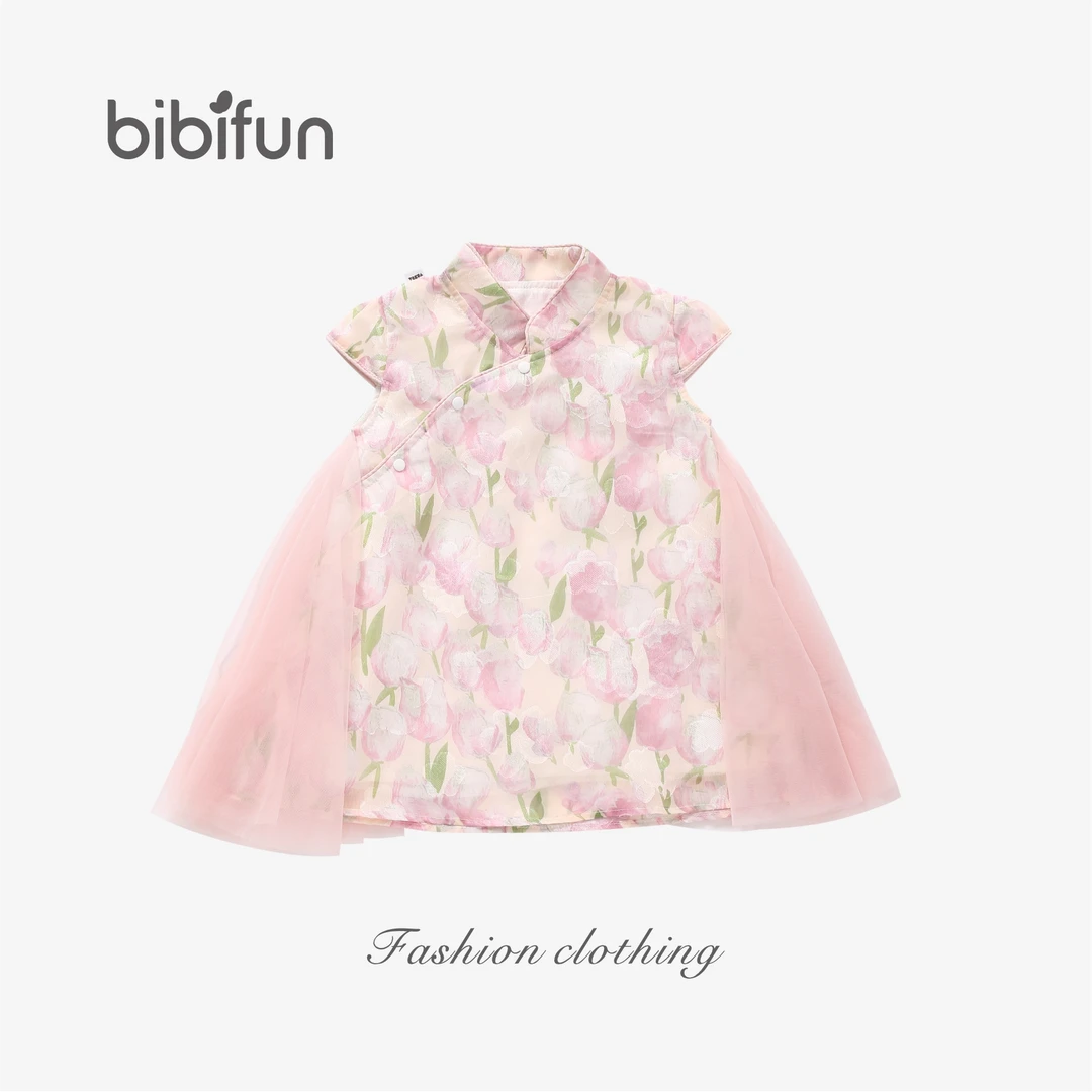 婴悦家旗下品牌BBF夏季女宝宝时尚甜美郁金香梦游仙境旗袍裙96262