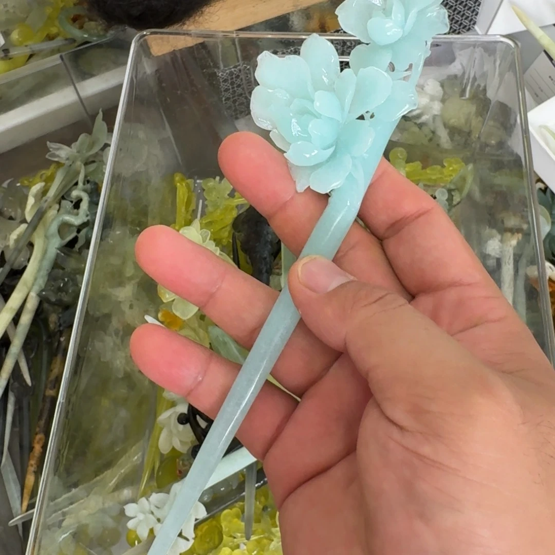 岫玉未镶嵌发饰明君玉簪就是好看