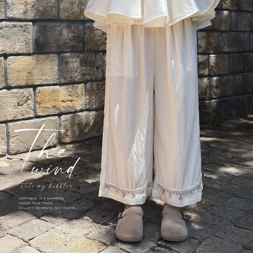 【贝壳】蓝小爸童装女童垂感阔腿裤夏季宽松休闲宝宝直筒长裤