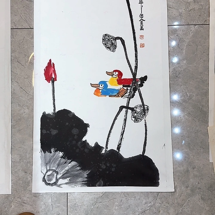 国画清**尘荷塘情歌张伯金花鸟画