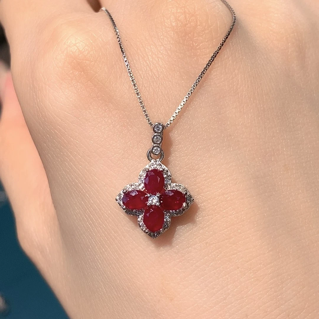 颈饰银S925镶嵌红宝石福利款