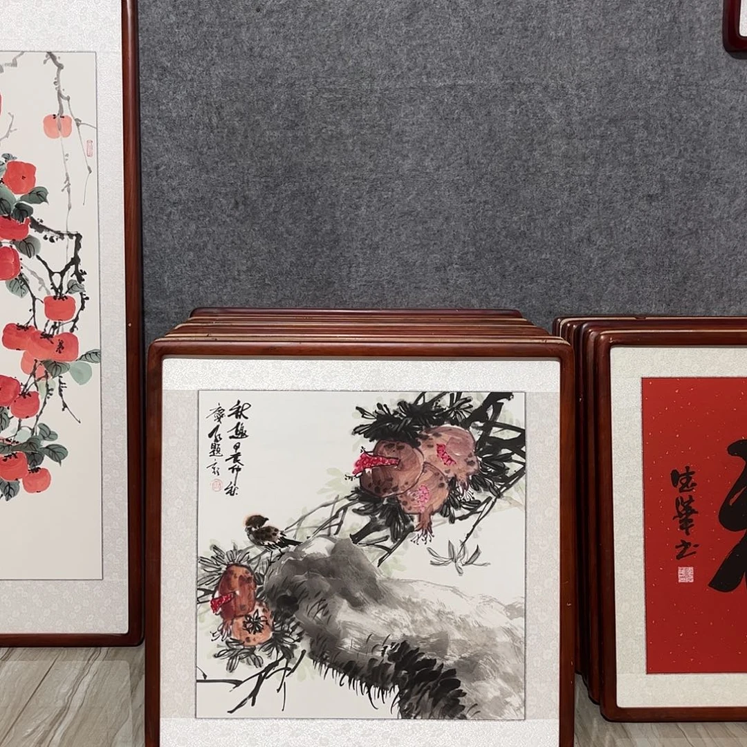 国画书画作品带框63×63